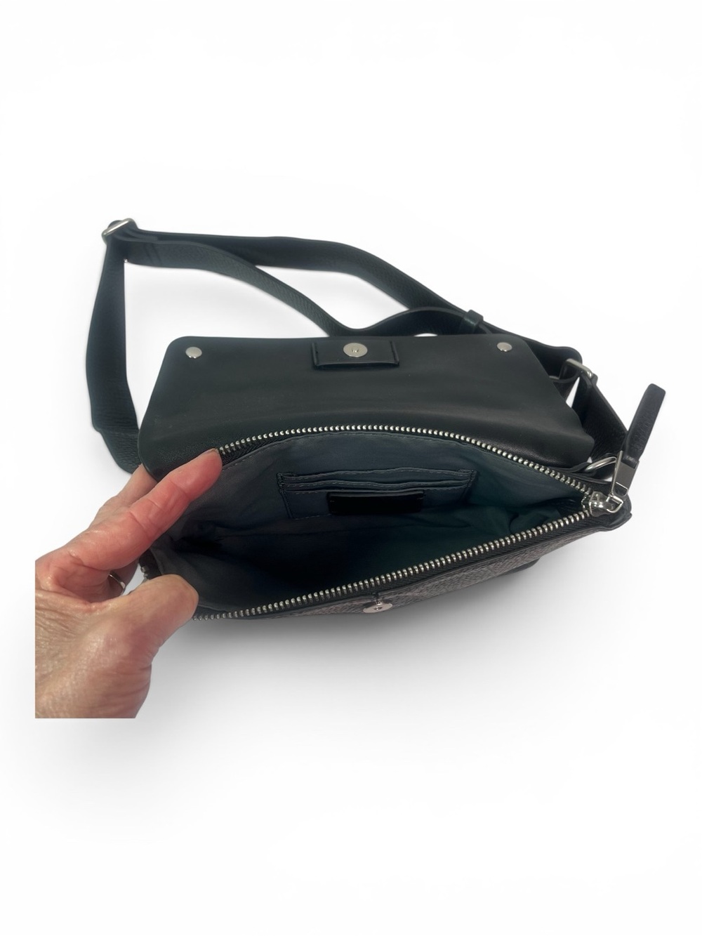 Treasure & Bond Black Leather waist Belt Bag w/Adjustable Strap - Picture 11 of 11